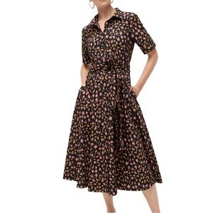J. Crew Leopard Tie Waist Short Sleeve Dress